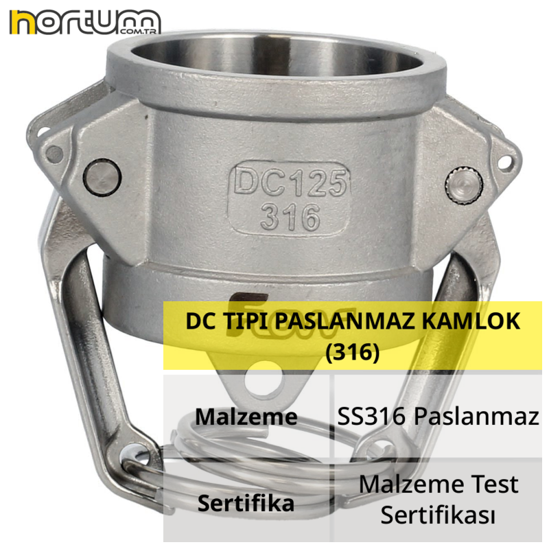 DC TIPI PASLANMAZ KAMLOK (316) 1'' - 10 Adet
