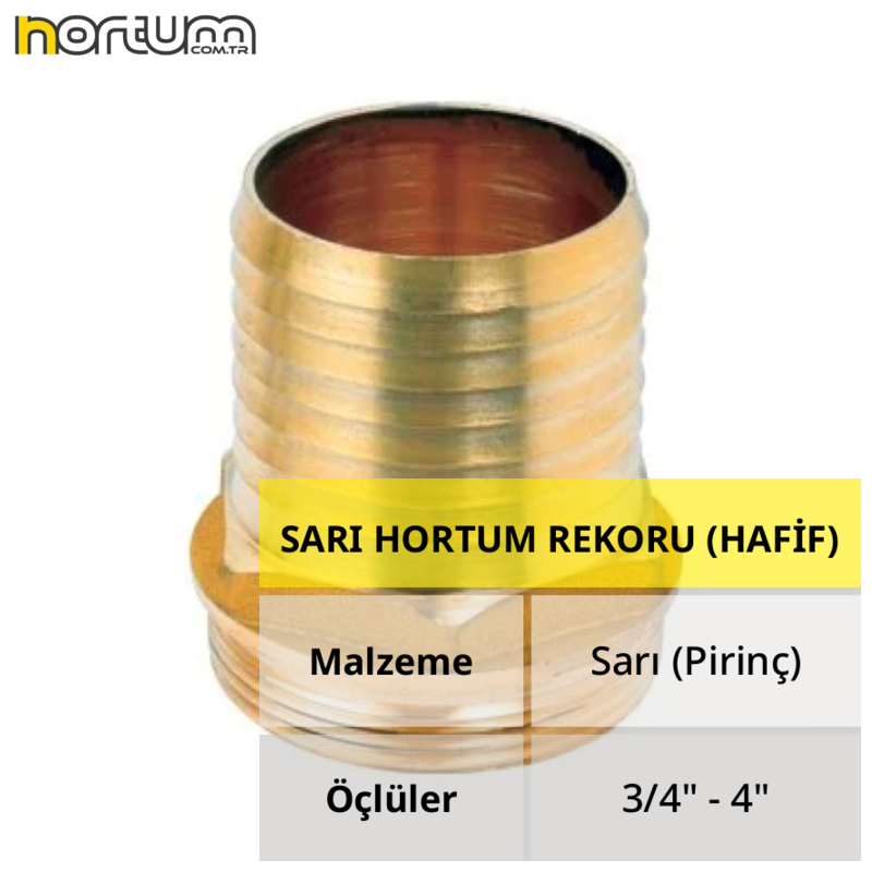 SARI HORTUM REKORU (HAFİF) 3/4'' x 20 mm - 5 Adet