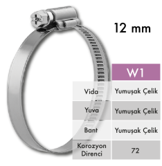 12mm W1 VİDA SÜRÜMLÜ KELEPÇE 160x180 - 100 Adet