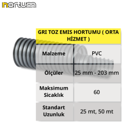 GRI TOZ EMIS HORTUMU ( ORTA HİZMET ) 203 mm - 25 Metre