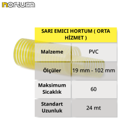 SARI EMICI HORTUM ( ORTA HİZMET ) 90 mm - 5 Metre